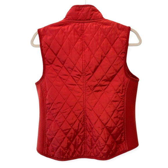 Talbots Vest Womens Medium P Orange Full Zip With Quilted Ribbed Knit Trim Snaps - Picture 4 of 6